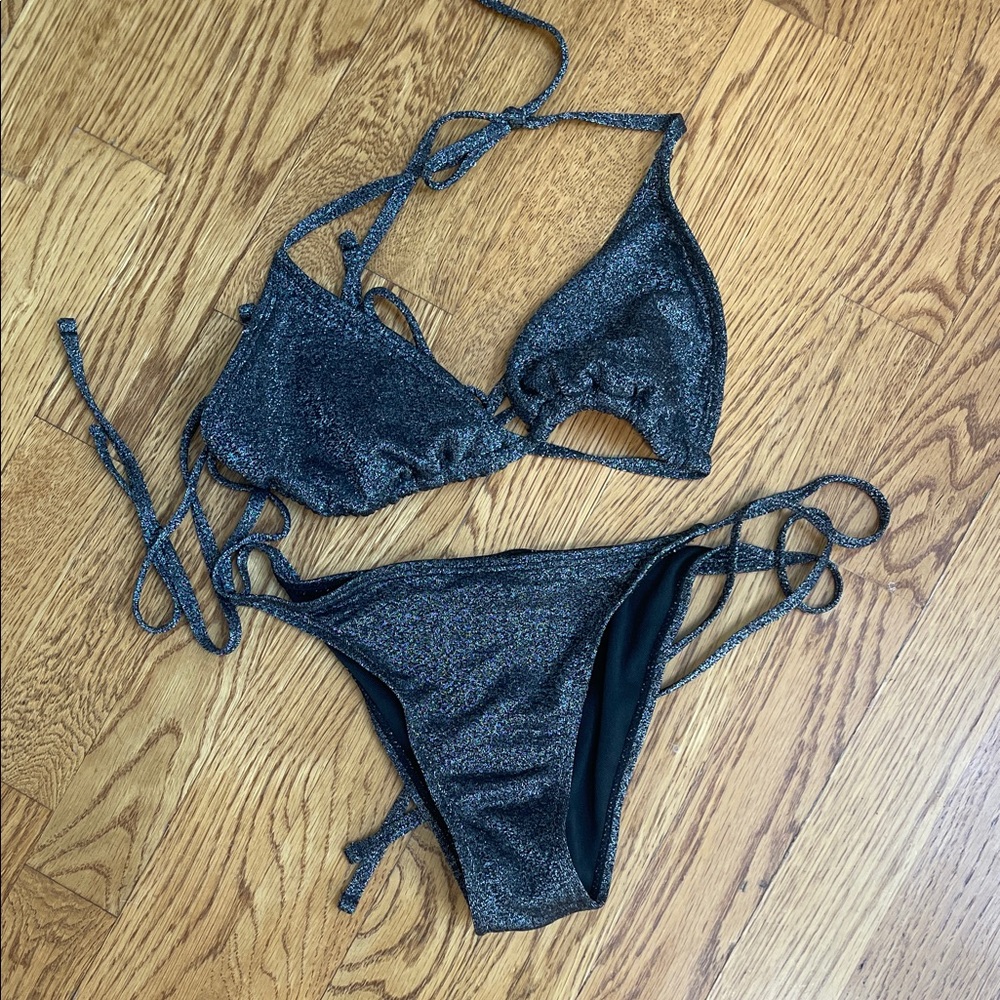 Shein shimmer triangle bikini
